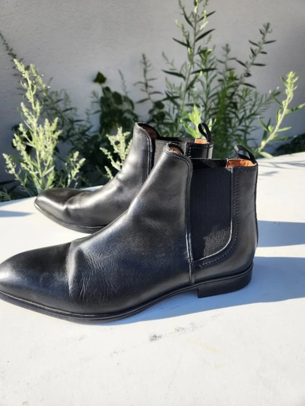 Aldo Chelsea Men's Boots Shoes Size 10.5 Mens Black Leather Almond Toe  Elastic